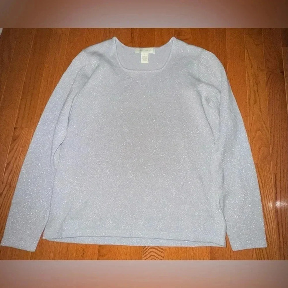 Appleseed's women’s Grey Silver Metallic round neck Sweater size‎ Small - Picture 1 of 4